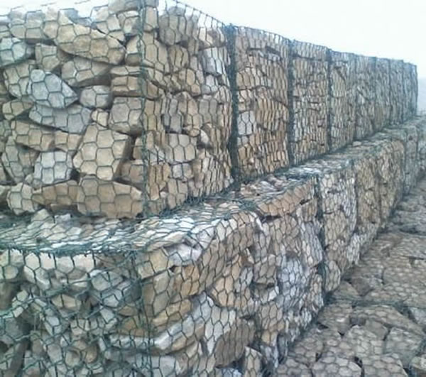 Gabions Wall Made with Stone Cages